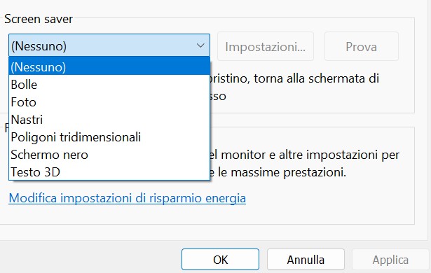 Opzioni Screen Saver Windows 11