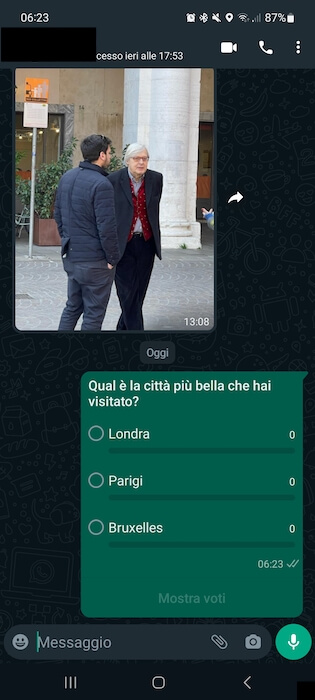 Sondaggi Whatsapp Android Invio