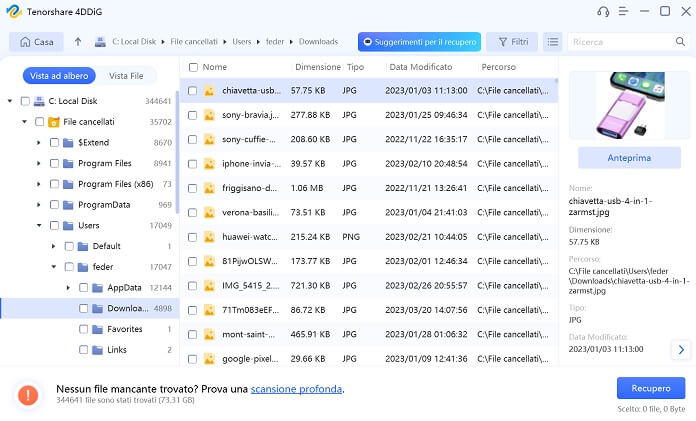 4ddig Seleziona File Eliminati
