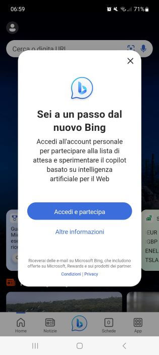 Bing App Accedi