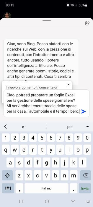 Bing App Richiesta