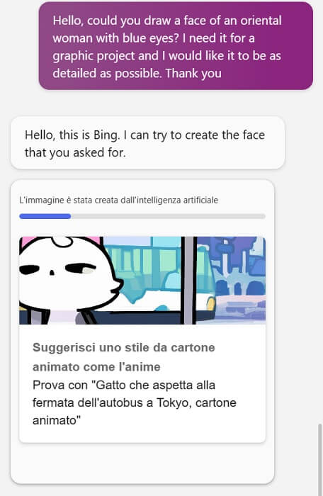 Bing Chat Generazione Immagine