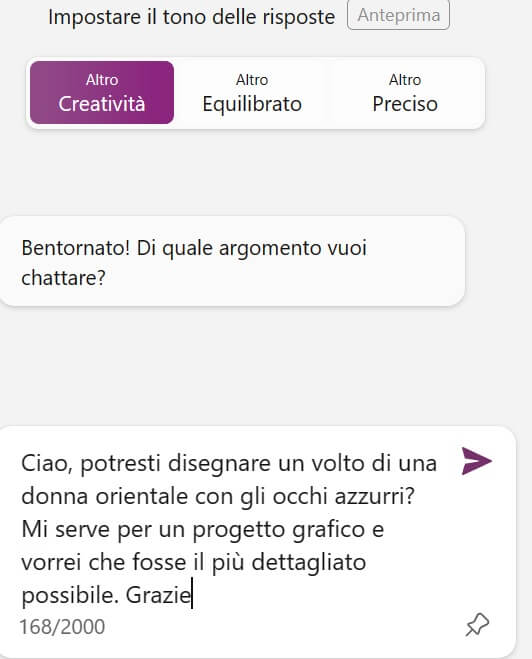 Bing Chat Richiesta Immagine