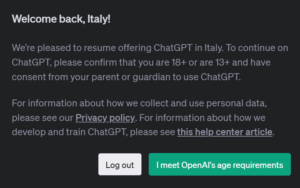 Chatgpt Torna In Italia