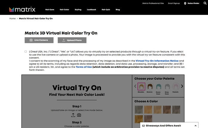 Matrix 3d Virtual Hair Color Try On