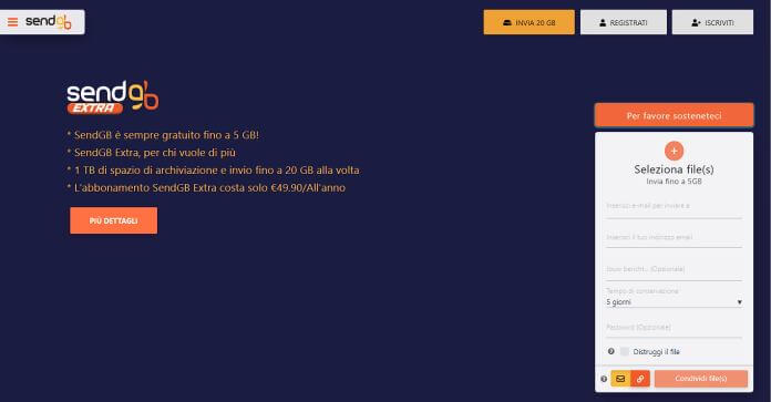 Sendgb tra migliori alternative a wetransfer