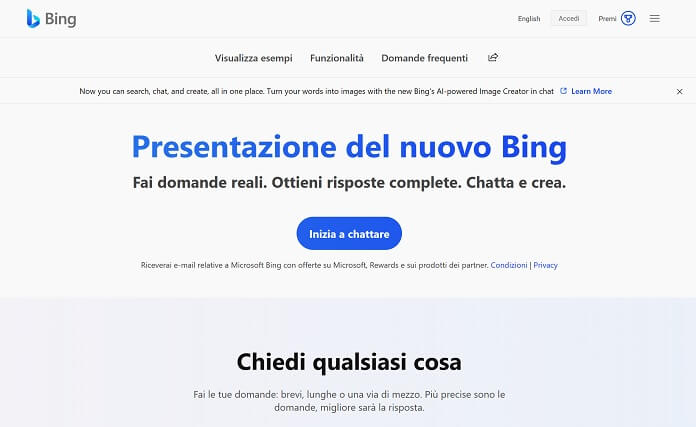 Sito Web Bing Chat