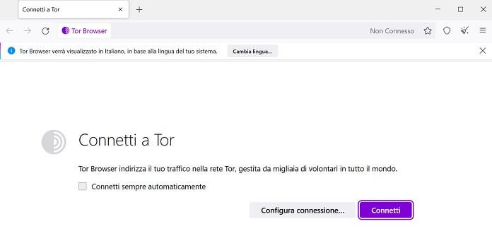 Browser Tor Connessione