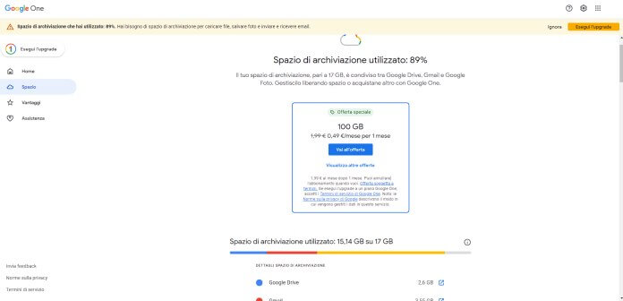 Spazio Disponibile Gmail