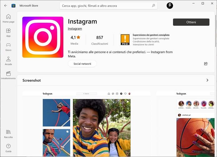 Instagram Microsoft Store