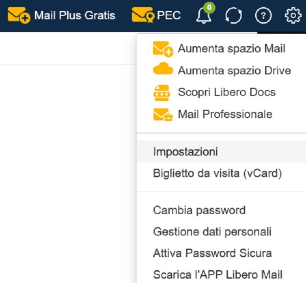 Libero Mail Impostazioni