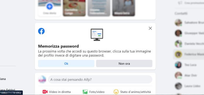 Memorizza Password Facebook