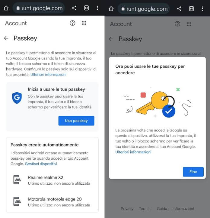 Come funzionano le passkey su Android