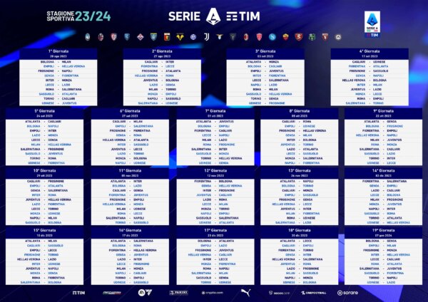 Calendario Campionato Serie A TIM 2023 2024 Andata