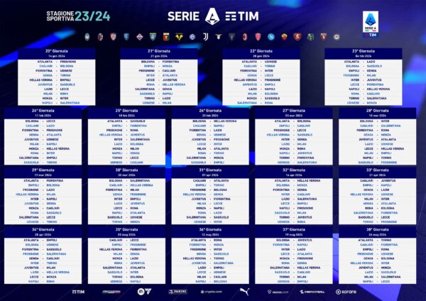 Calendario Campionato Serie A TIM 2023 2024 Ritorno