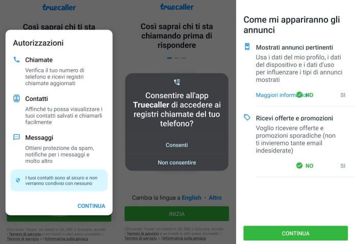 Truecaller Configurazione