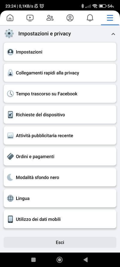 Impostazioni E Privacy