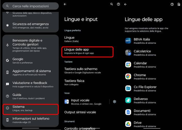 Lingua Delle App su Android 13