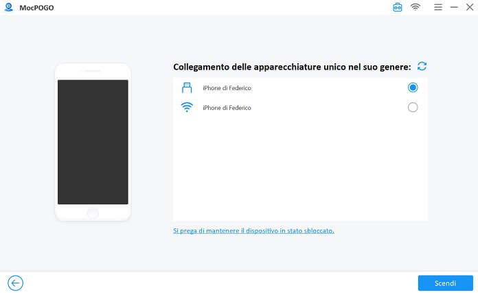 Mocpogo Collegamento Iphone