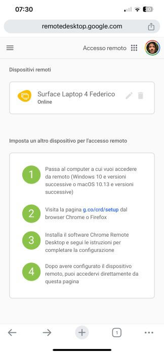 Chrome Remote Desktop Dispositivi Remoti