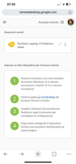 Chrome Remote Desktop Dispositivi Remoti