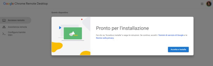 Chrome Remote Desktop Installazione