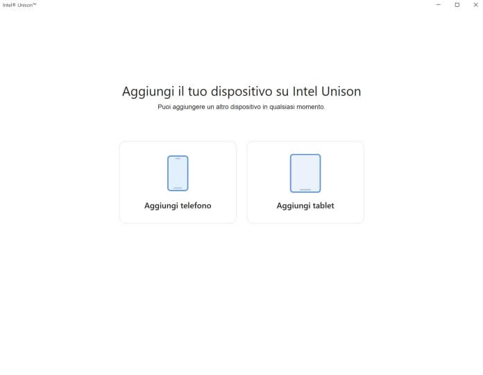 Aggiungi dispositivo su Intel Unison