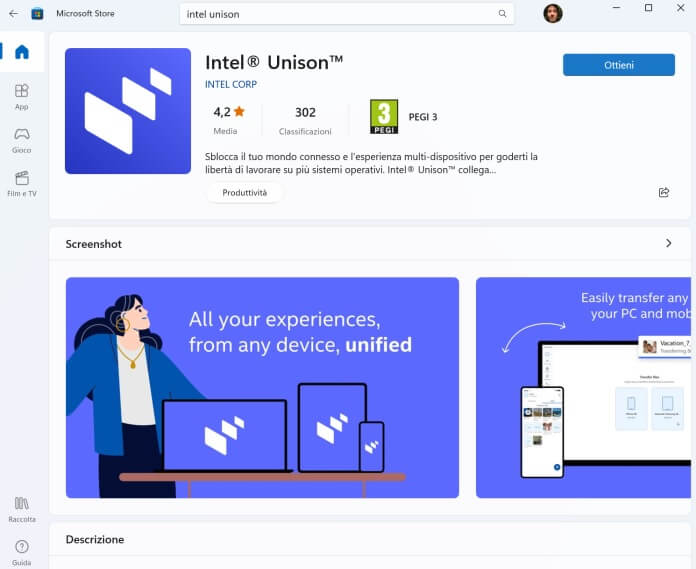 Download Intel Unison da Microsoft store