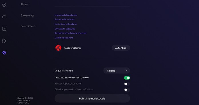 Stremio Impostazioni