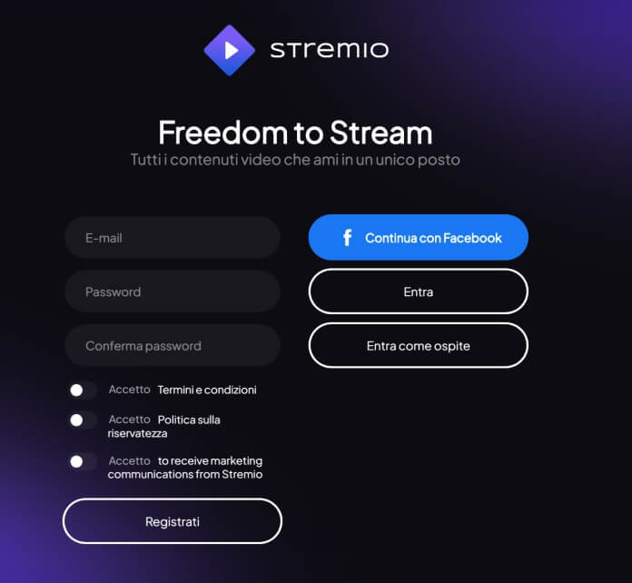 Stremio Registrazione