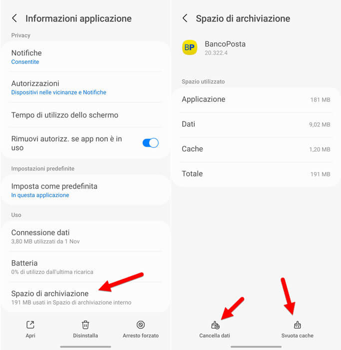 Svuotare Cache App Bancoposta Cancellare Dati