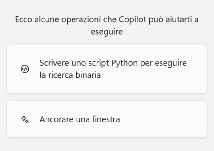 Copilot Esempi Operazioni