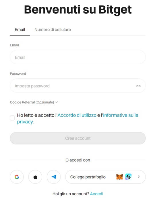 Bitget Iscrizione