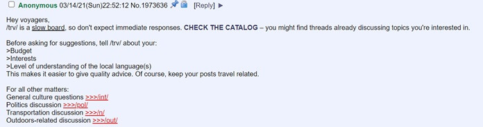 Messaggio Iniziale Board Travel 4chan