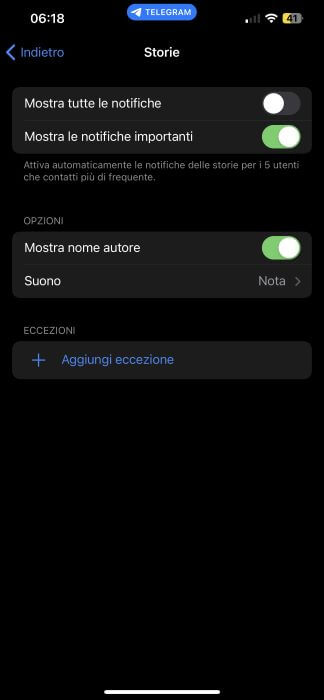 Telegram Mostra Notifiche Importanti Storie