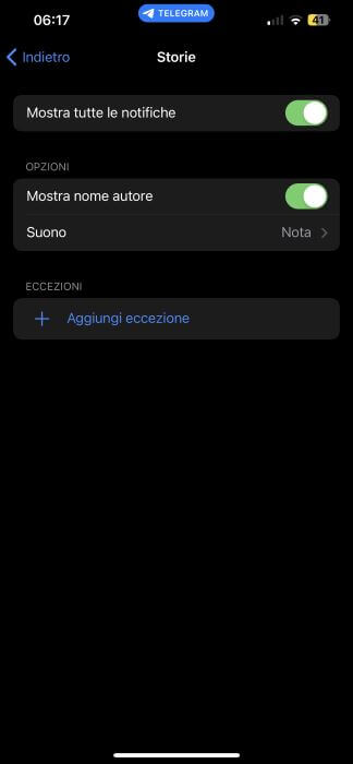 Telegram Notifiche Storie