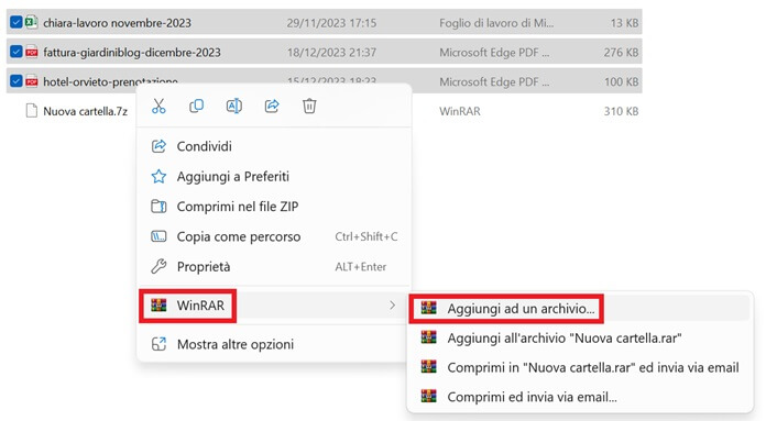 Winrari Aggiungi Ad Un Archivio