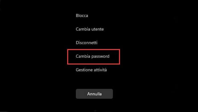 cambiare PIN con CTRL ALT CANC