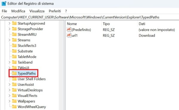 Cartella Typedpaths Registro