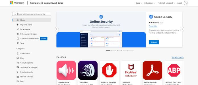 Microsoft Edge vs Google Chrome: Componenti Aggiuntivi Edge