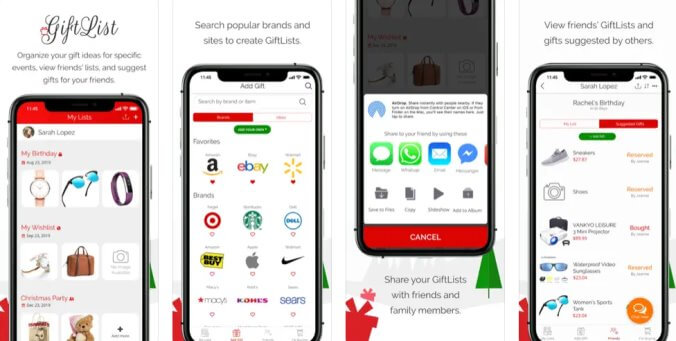 App per fare liste di regali di Natale: Giftlist