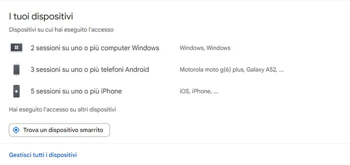 Google Account Web Gestisci Tutti I Dispositivi