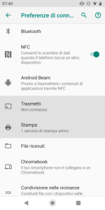 Peeferenze Connessione Nfc