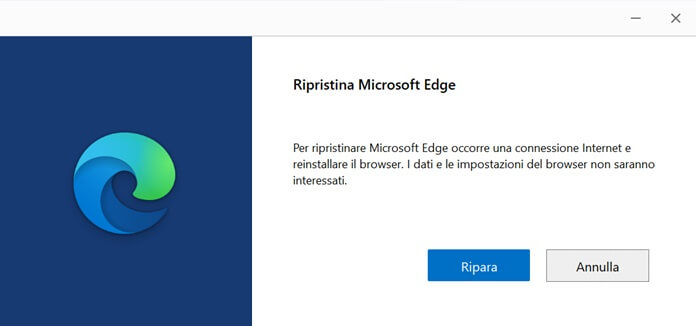Ripristina Microsoft Edge