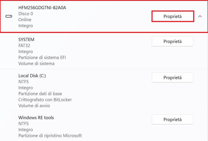 App Impostazioni Windows 11 Disco Ssd