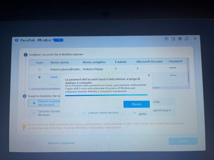 Passfab 4winkey Rimozione Password Account Windows
