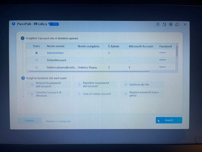 passfab 4winkey rimuovi password windows dimenticata