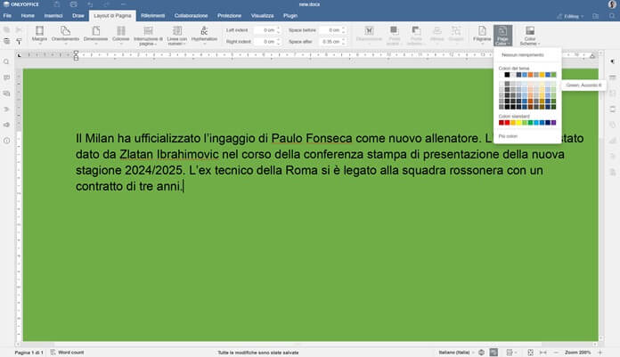 Onlyoffice Docs 8 1 Colore Pagina