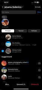 Eliminare Chat Instagram