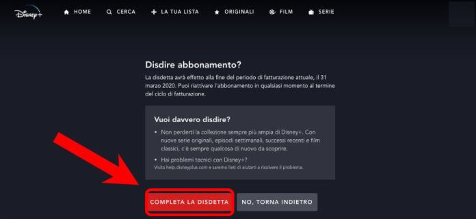 Come disdire Disney+